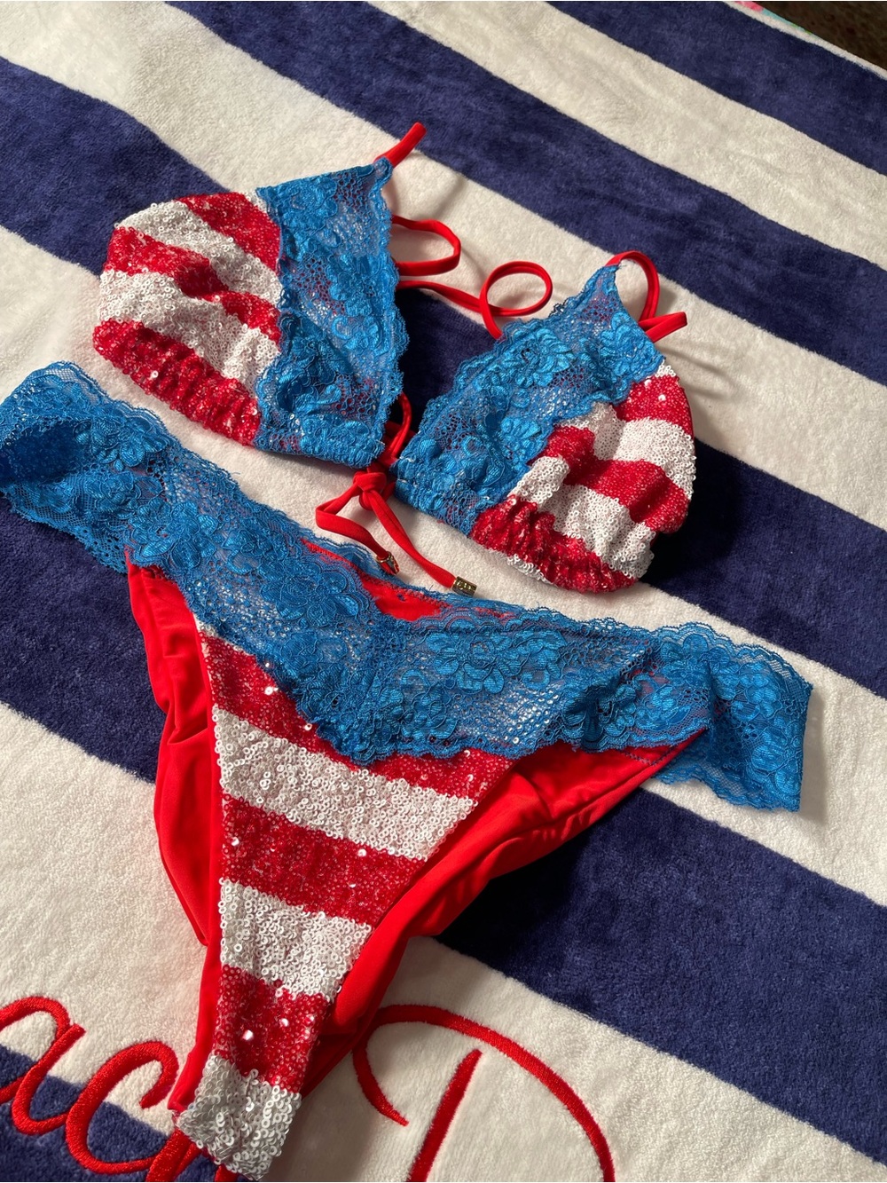 4th of July beach bunny bikini DD top, XL bottoms - Picture 7 of 12